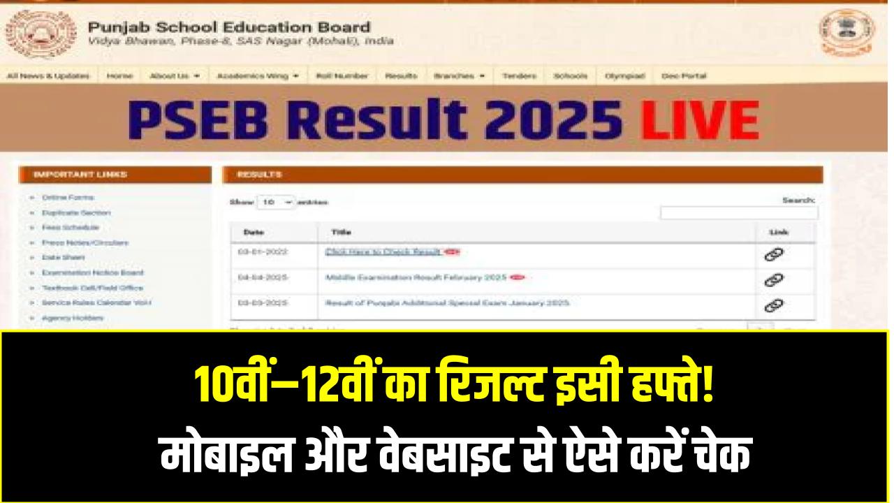 Punjab Board Result 2025: 10वीं–12वीं का रिजल्ट इसी हफ्ते! मोबाइल और वेबसाइट से ऐसे करें चेक